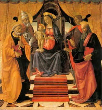 ドメニコ・ギルランダイオ Painting - 聖母子とともに即位 ルネサンス フィレンツェ ドメニコ・ギルランダイオ